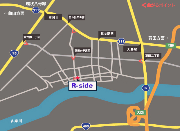 R-sideまでの地図